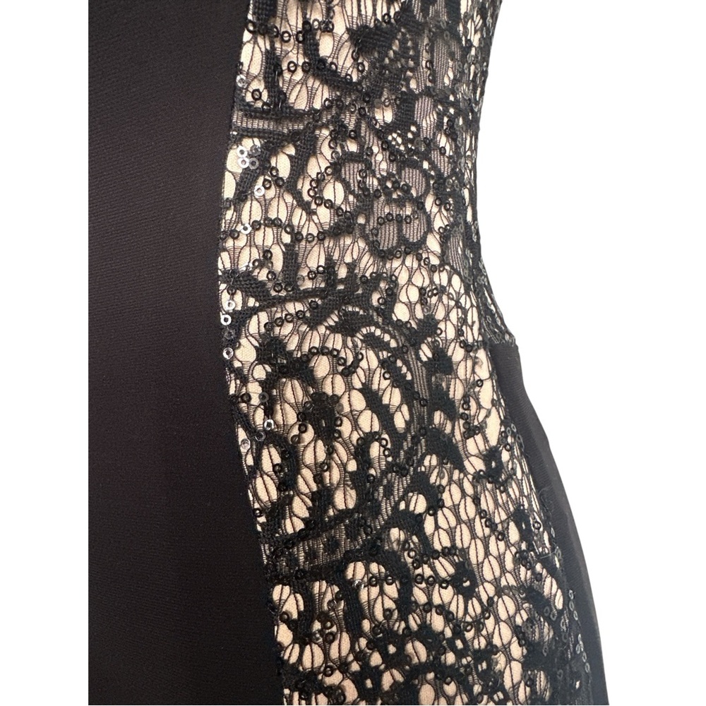 Black Lace & Sequin Mermaid Gown Prom Formal Evening Dress Size 2 - Picture 8 of 14